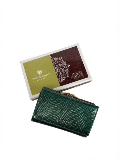 PETERSON - zielony portfel 14cm x 10cm